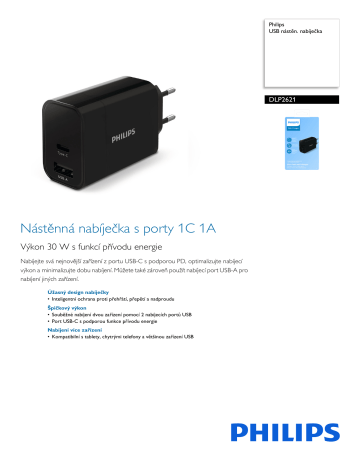 Philips DLP2621/12 USB nástěn. nabíječka Údaje o produkte | Manualzz