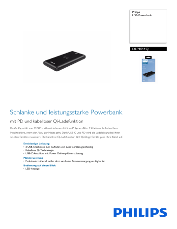 Philips DLP1011Q/00 USB-Powerbank Produktdatenblatt | Manualzz