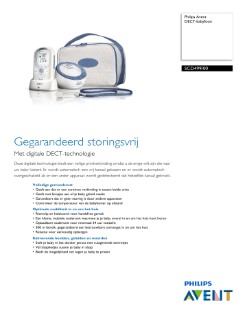 Avent SCD499/00 Avent DECT-babyfoon Productdataset | Manualzz
