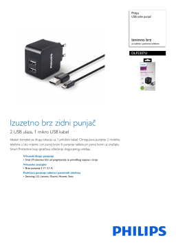 Philips DLP2307U/12 USB zidni punjač Product Datasheet