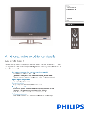 Philips 15PFL4122/10 Téléviseur Fiche technique de produit | Manualzz