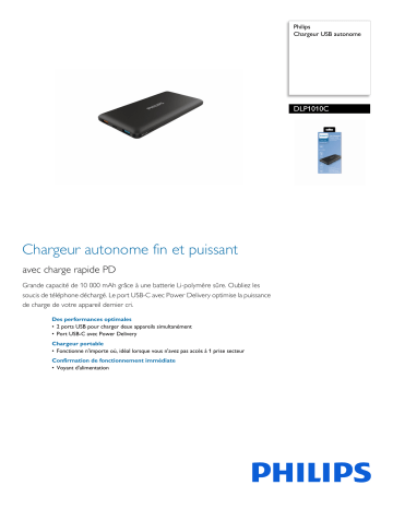 Philips DLP1010C/00 Chargeur USB autonome Fiche technique de produit | Manualzz