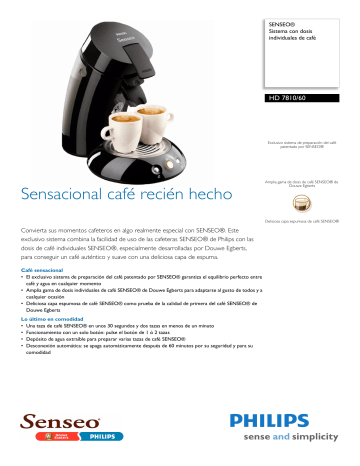 SENSEO® HD7810/60 SENSEO® Sistema de monodosis de café Manual de usuario |  Manualzz