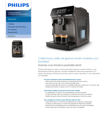 Philips EP2224/10 Series 2200 Cafeteras espresso completamente automáticas  Manual de usuario | Manualzz