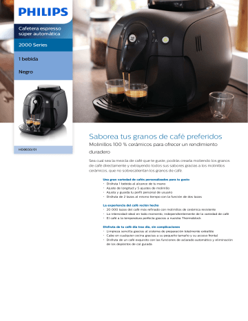 Philips HD8650/01 2000 Series Cafetera espresso súper automática Manual de  usuario | Manualzz