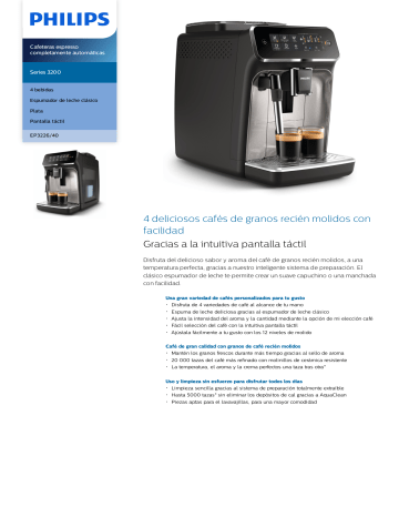 Philips EP3226/40 Series 3200 Cafeteras espresso completamente automáticas  Manual de usuario | Manualzz