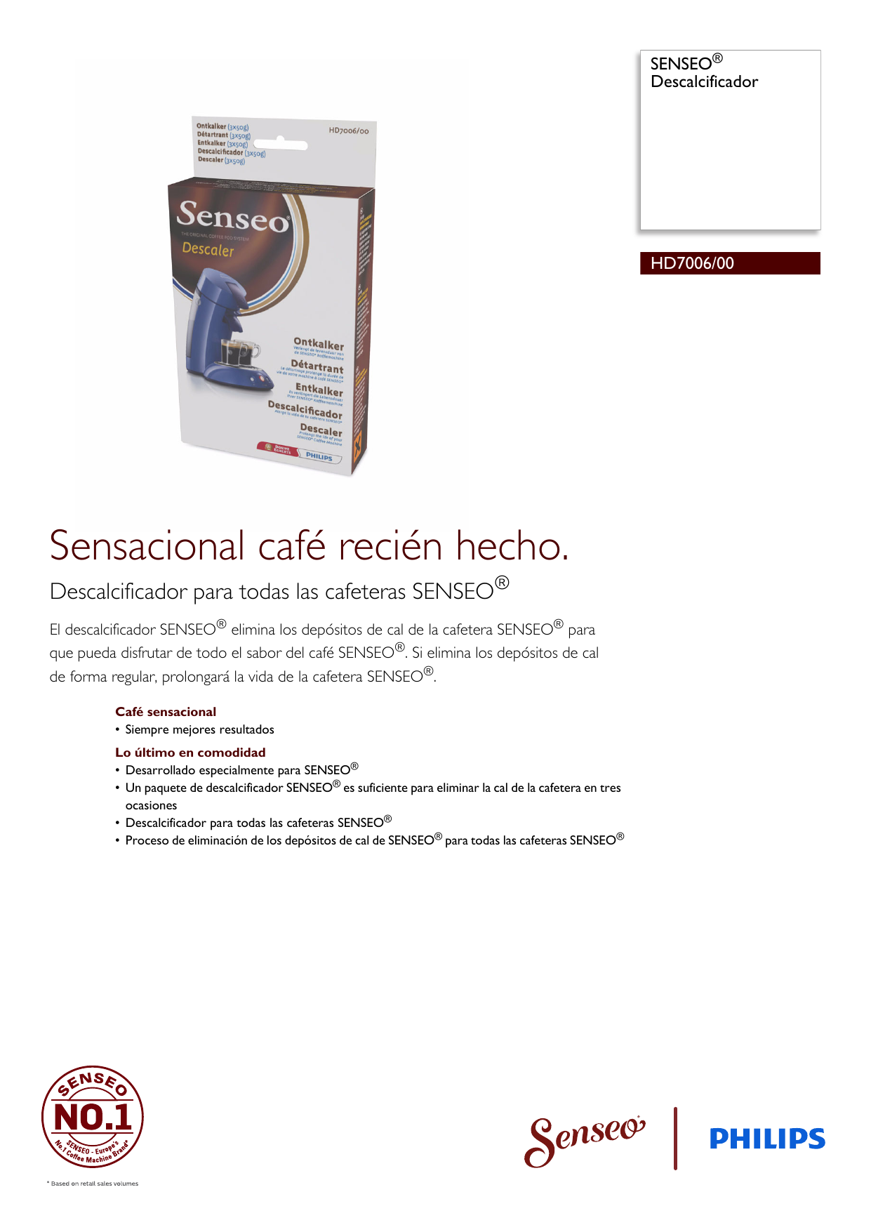 SENSEO® HD7006/00 SENSEO® Descalcificador Manual de usuario | Manualzz