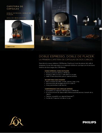 L'Or Barista LM8012/40 L'Or Barista Cafetera de cápsulas Manual de usuario  | Manualzz