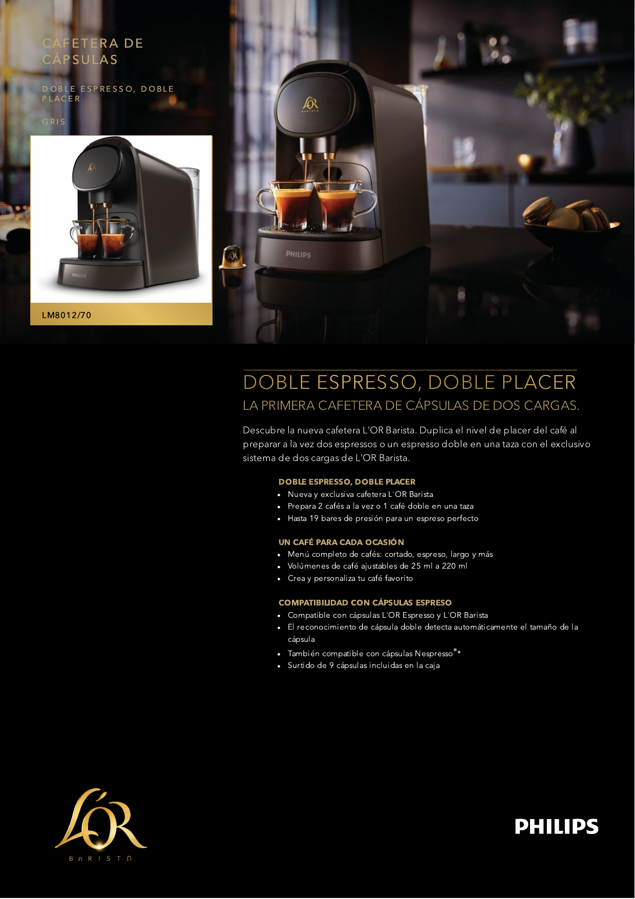 L'Or Barista LM8012/70 L'Or Barista Cafetera de cápsulas Manual de usuario  | Manualzz
