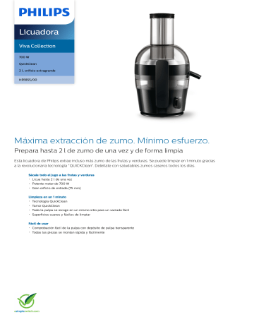 Philips HR1855/00 Viva Collection Licuadora Manual de usuario | Manualzz