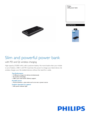Philips DLP1011Q/00 USB power bank Kartę produktu | Manualzz
