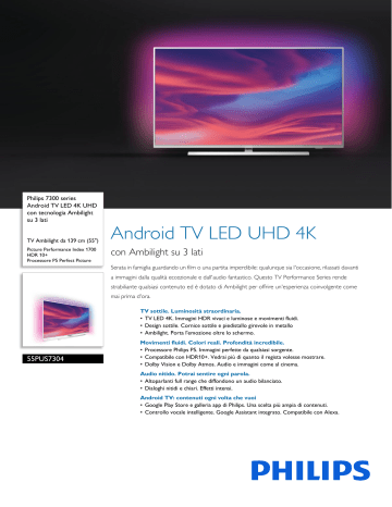 Philips 55PUS7304/12 7300 series Android TV LED UHD 4K Scheda tecnica del prodotto | Manualzz