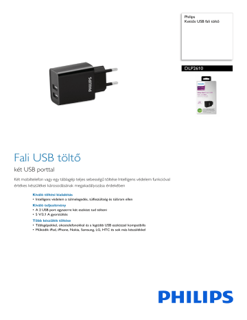 Philips DLP2610/12 Kettős USB fali töltő Údaje o produkte | Manualzz
