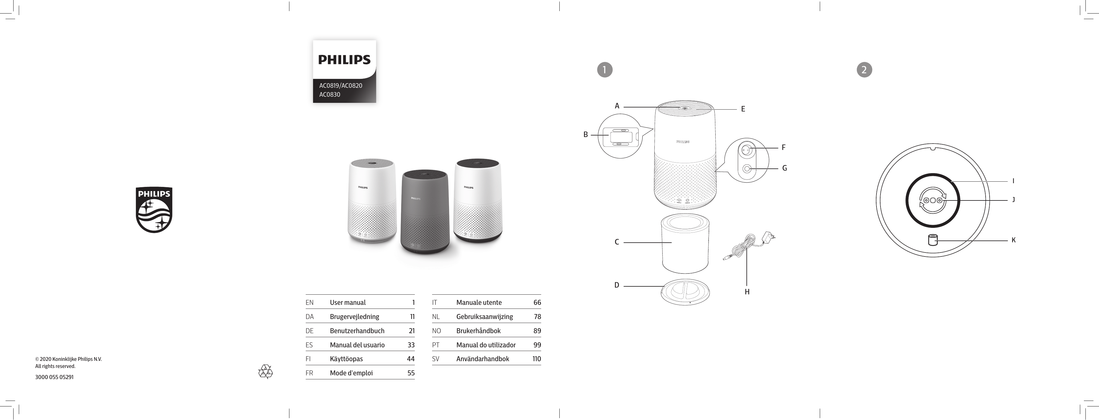 Philips AC0820/10, AC0819/10, Air Purifier, AC0830/10 User manual