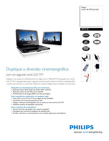 Philips PET718/12 Leitor de DVD portátil Folha de dados do produto | Manualzz