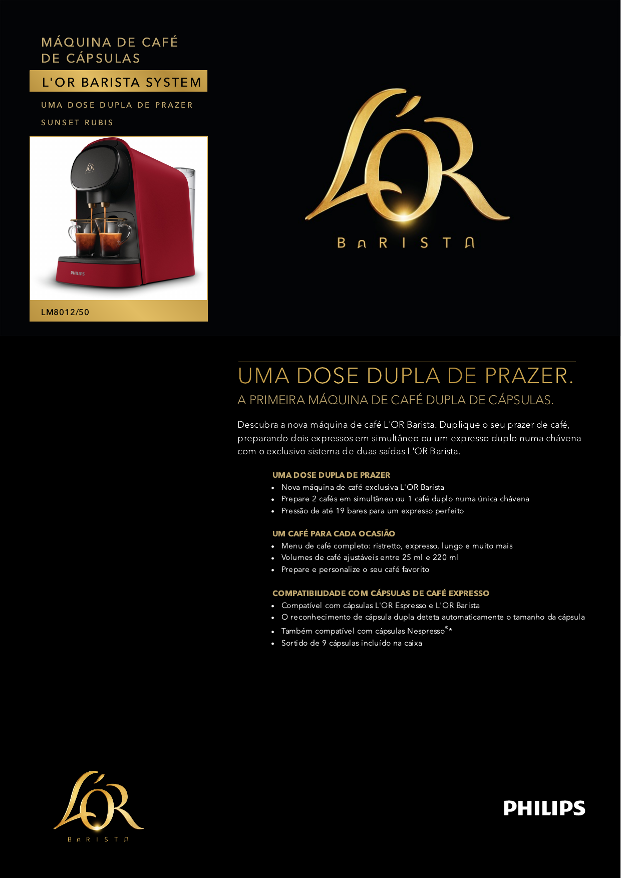 L'Or Barista LM8012/50 L'Or Barista Máquina de café de cápsulas Manual do  usuário | Manualzz