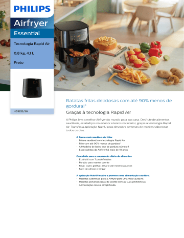 Philips HD9252/90 Essential Airfryer Manual do usuário | Manualzz