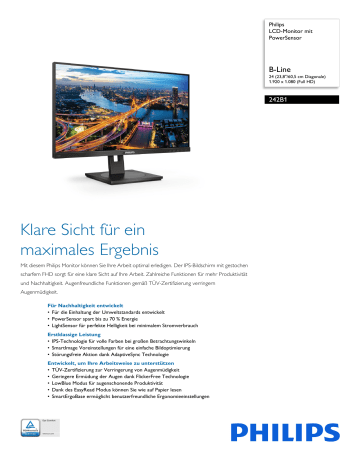 Philips 242B1/00 LCD-Monitor Mit PowerSensor Produktdatenblatt | Manualzz