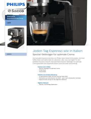 Saeco HD8323/01 Saeco Poemia Siebträger-Espressomaschine ...