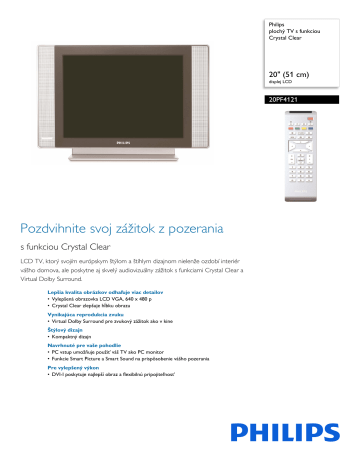 Philips 20PF4121/58 Televízor s plochou obrazovkou Údaje o produkte ...
