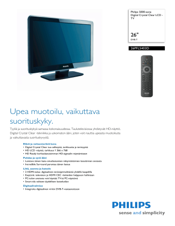 Philips 26PFL5403D/10 LCD-TV Toote andmeleht | Manualzz