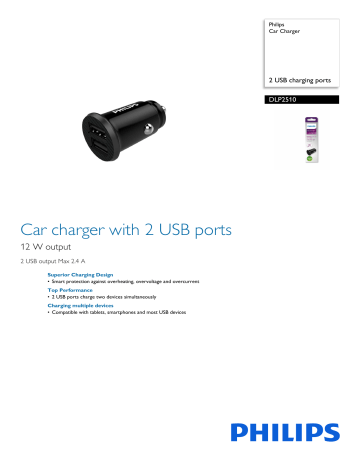 Philips DLP2510/00 Car Charger Kartę produktu | Manualzz