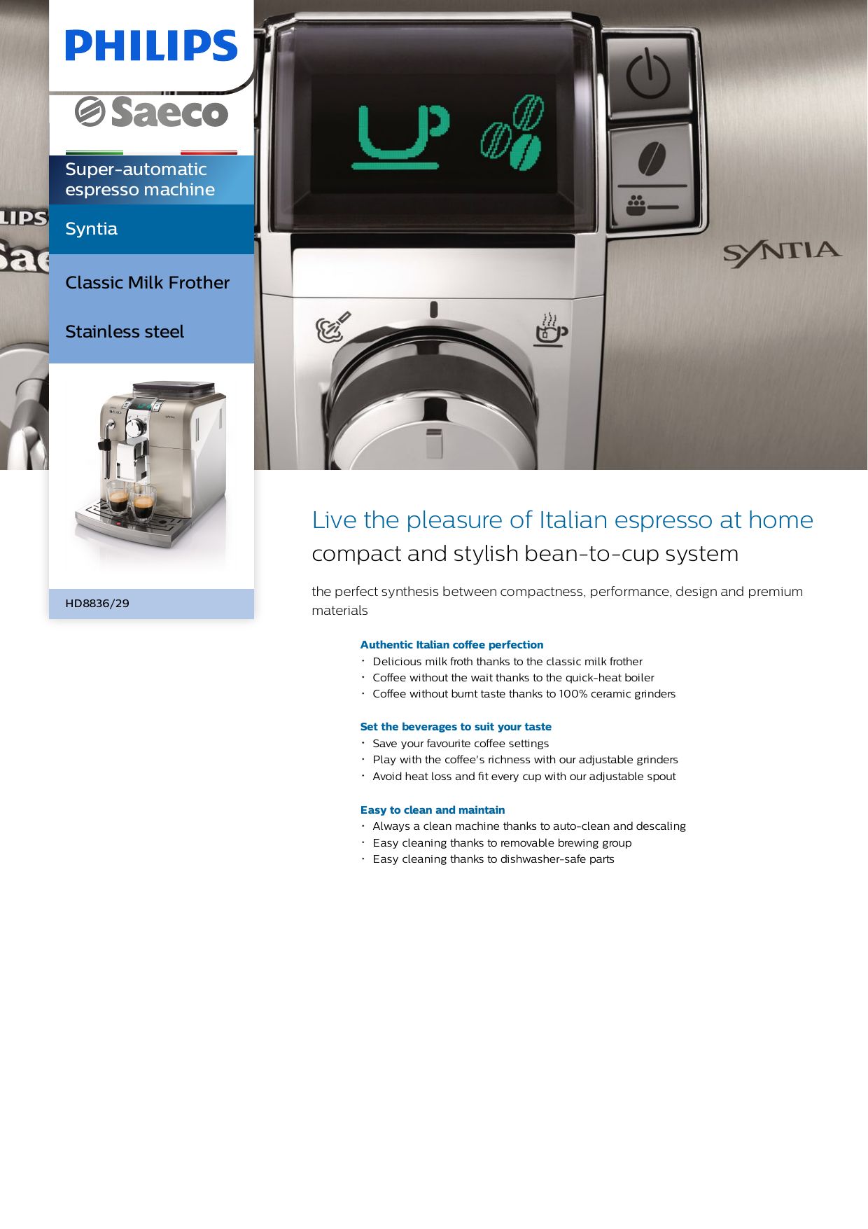 Saeco HD8836/29 Saeco Syntia Super 