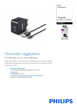 Philips DLP2307U/12 USB-väggladdare Produktdatablad