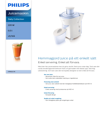 Philips HR1823/70 Juicemaskin Brugermanual | Manualzz