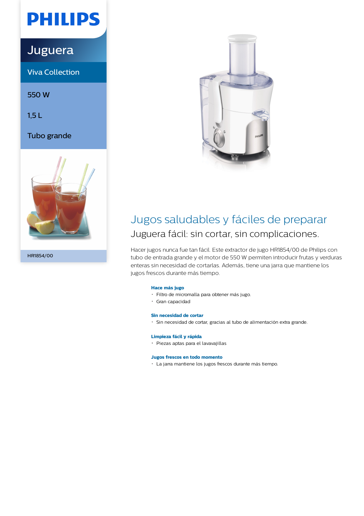 Philips HR1854/00 Juguera Manual de usuario | Manualzz