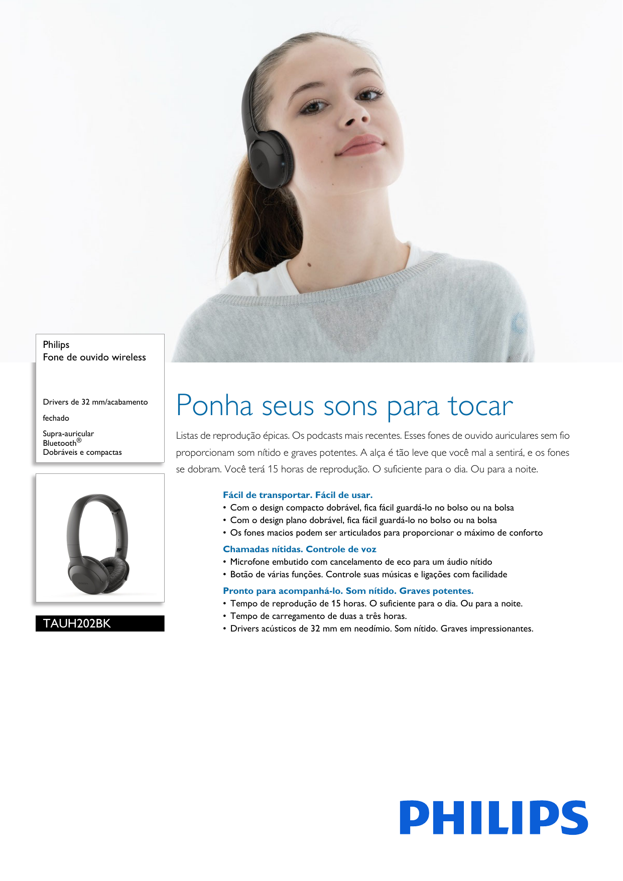Headphone bluetooth philips TAH1205BK/00 bt Fone de ouvido sem fio Headfone  Wireless em Promoção | Ofertas na Americanas