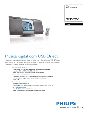 Philips MCM275/55 Micro System Hi-Fi Folha de dados do produto | Manualzz