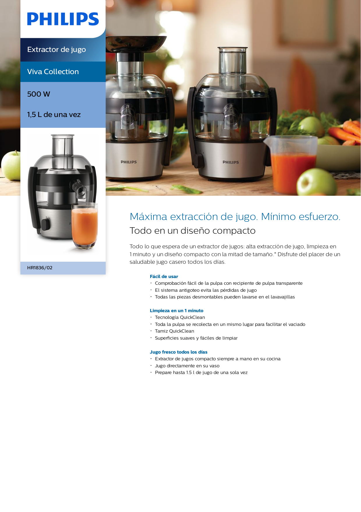 Philips HR1836/02 Viva Collection Extractor de jugo Manual de usuario |  Manualzz