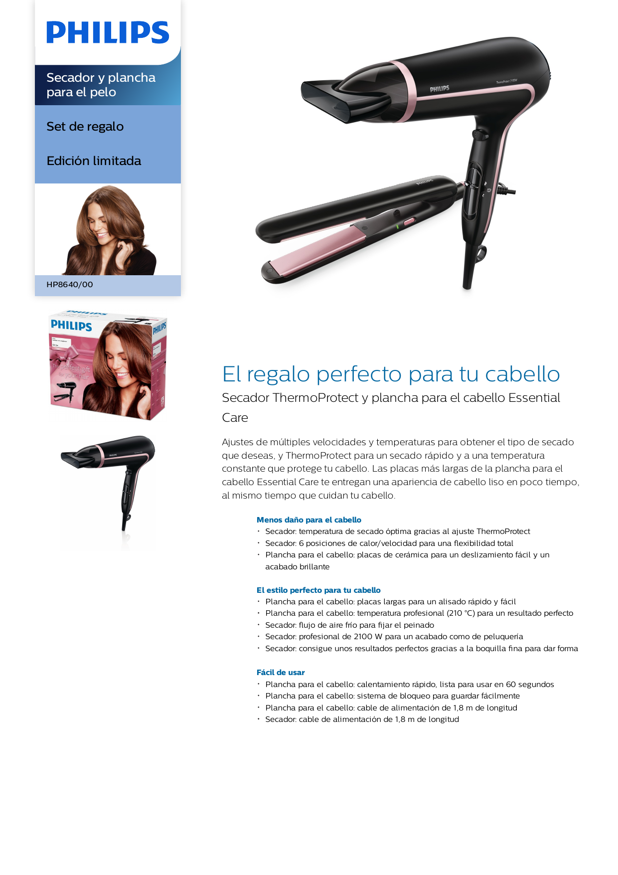 Philips HP8640/00 Secador y plancha para el pelo Manual de usuario |  Manualzz