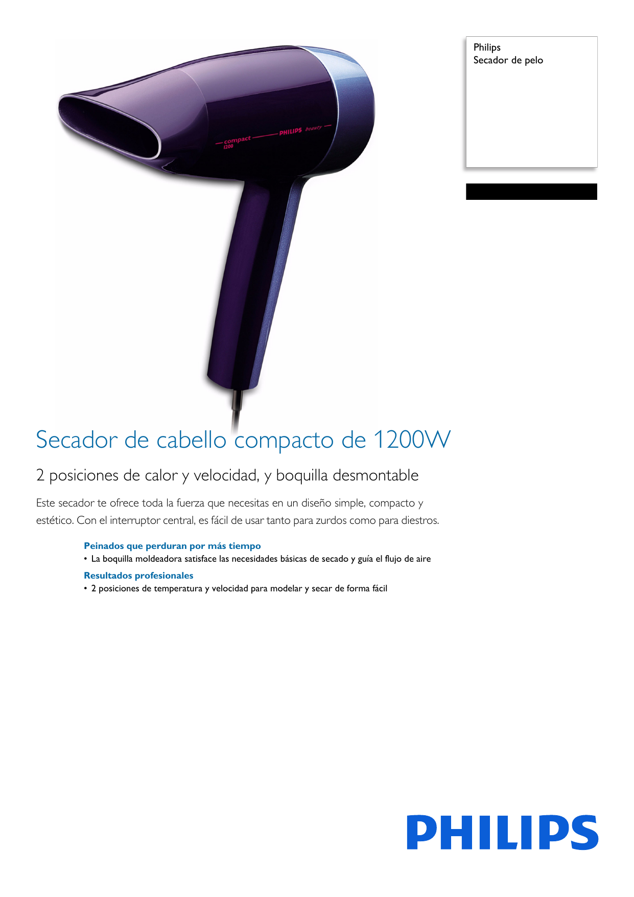 Philips HP4841/00 Secador de cabello Manual de usuario | Manualzz