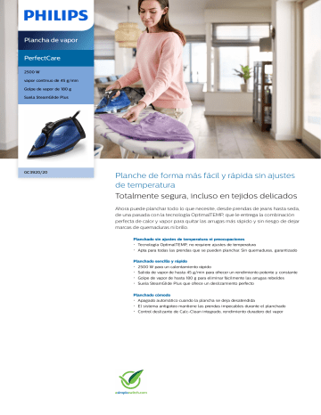 Philips GC3920/20 PerfectCare Plancha de vapor Manual de usuario | Manualzz