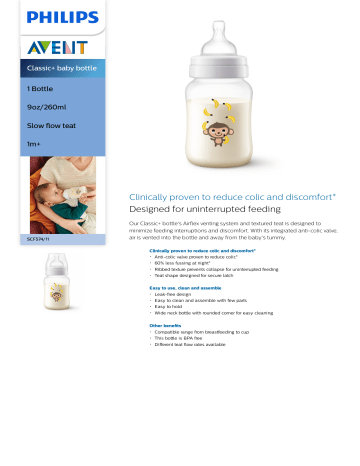 Avent SCF574/11 Avent Classic+ baby bottle Product Datasheet | Manualzz