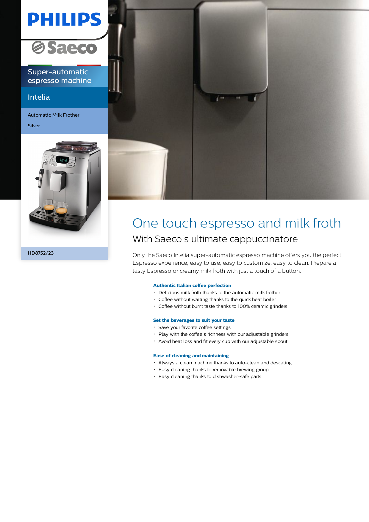 Saeco HD8752/23 Saeco Intelia Super 