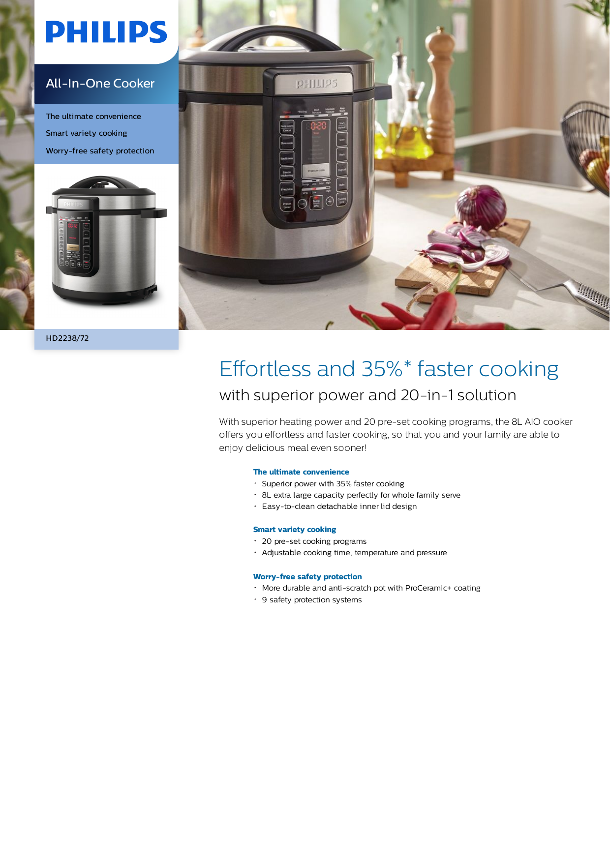 Philips HD2238/72 AllInOne Cooker Product Datasheet