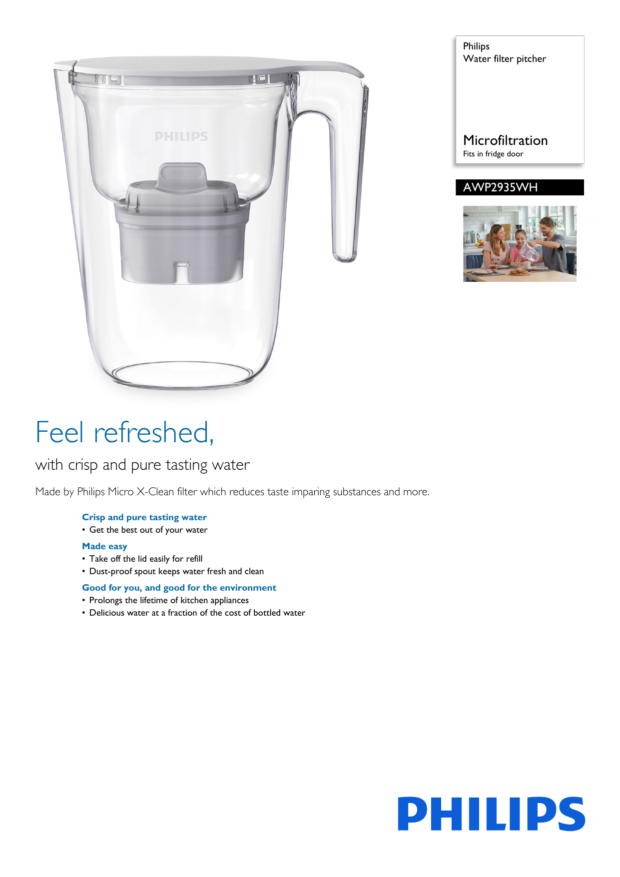 Water filter pitcher AWP2936WH/10