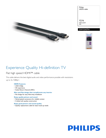 Philips SWV2437H/37 HDMI cable Product Datasheet | Manualzz