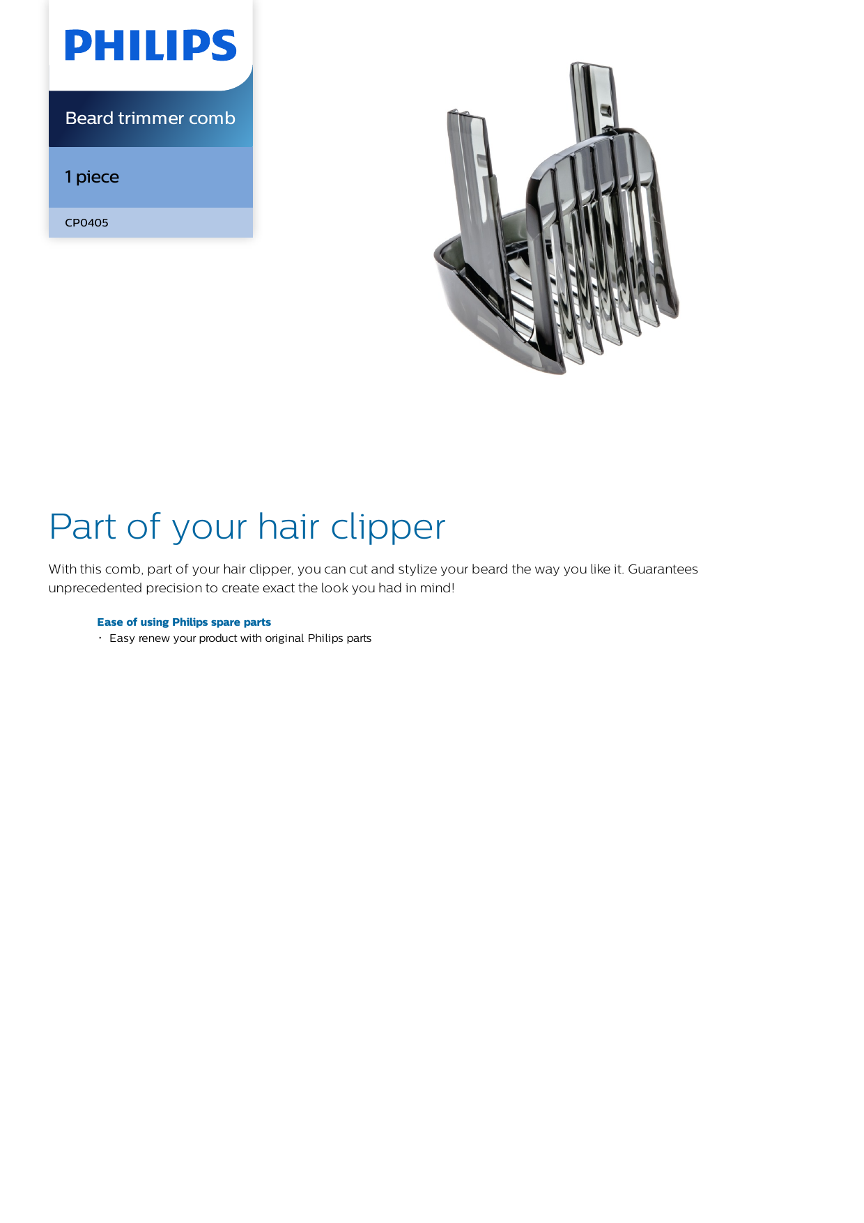 Philips CP0405/01 Beard trimmer comb Product Datasheet | Manualzz