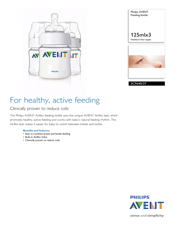 Avent SCF640/37 Avent Airflex Classic baby bottle Product Datasheet | Manualzz