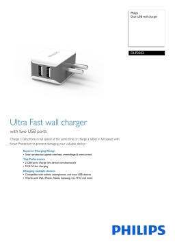 Philips DLP2502/94 Dual USB wall charger Product Datasheet