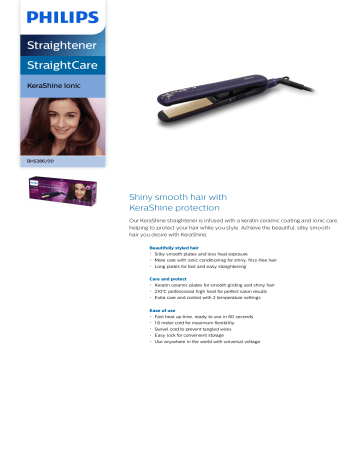 Philips bhs386 kerashine protection clearance hair straightener