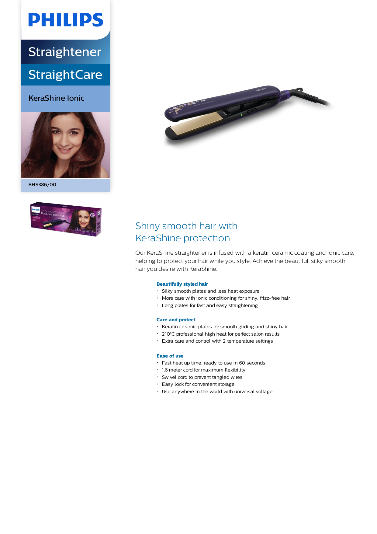 Bhs386 clearance kerashine straightener