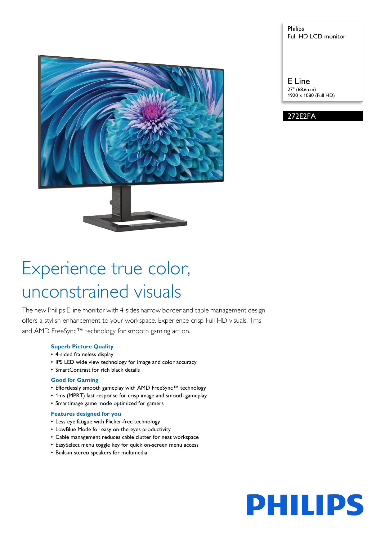 Philips E Line 272E1GAJ 27\