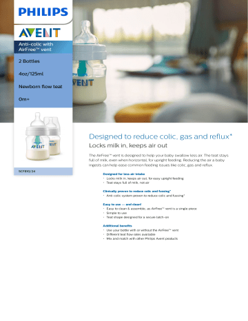 Avent SCF810/24 Avent Anti-colic with AirFree™ vent Product Datasheet | Manualzz