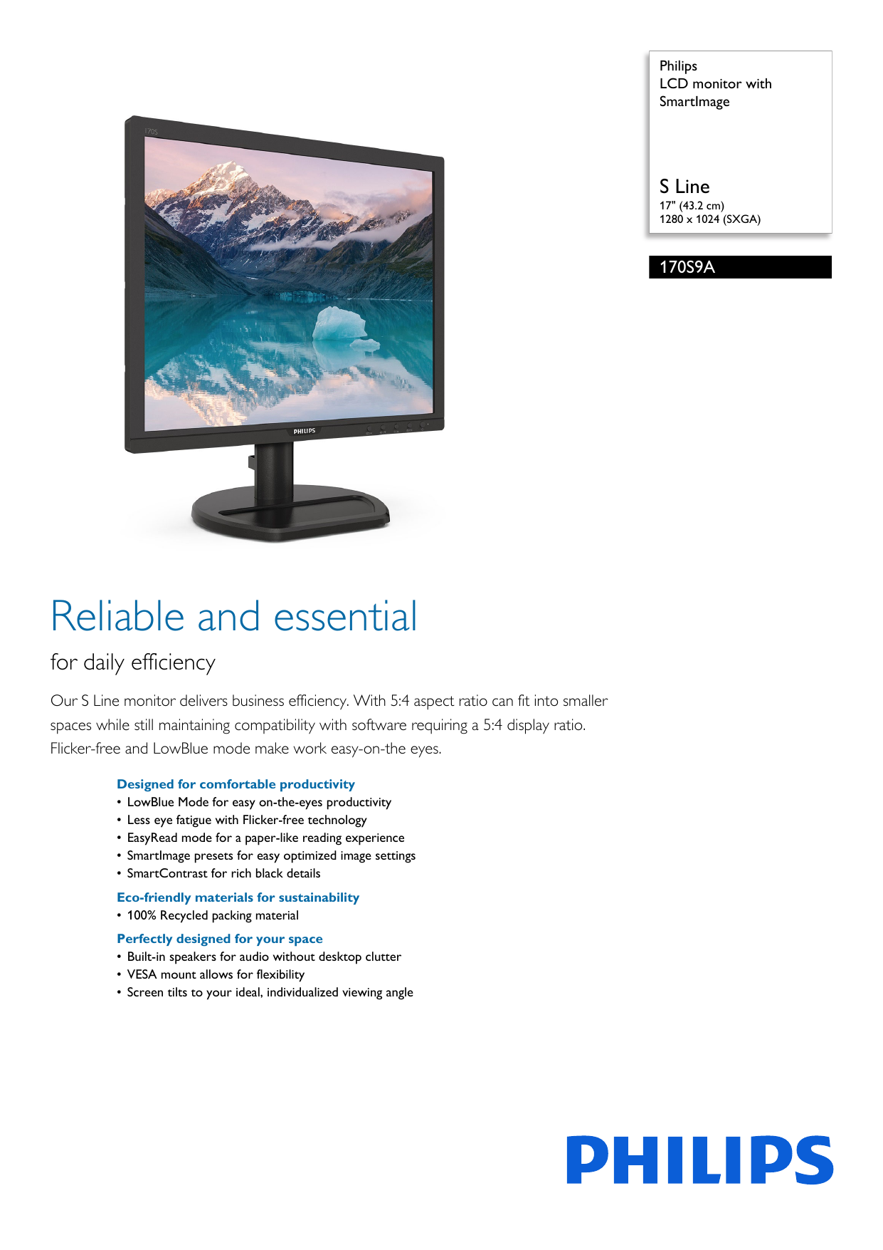 Philips 170S9A/75 LCD monitor with 