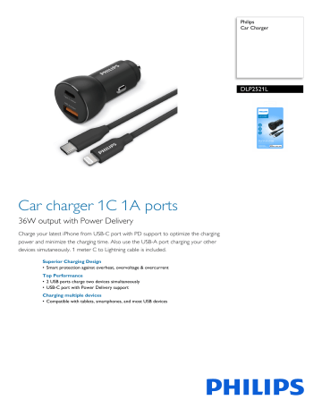 Philips DLP2521L/00 Car Charger Product Datasheet | Manualzz